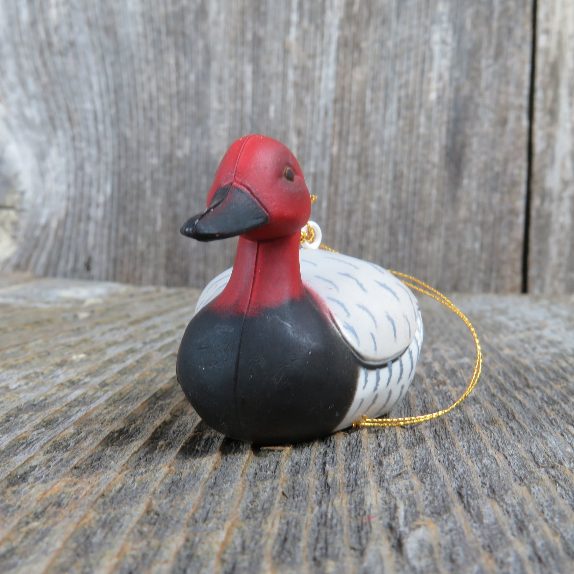 Vintage Redhead Duck Bird Ornament Black Breasted Decoy Hong Kong Christmas Holiday Decor - At Grandma's Table