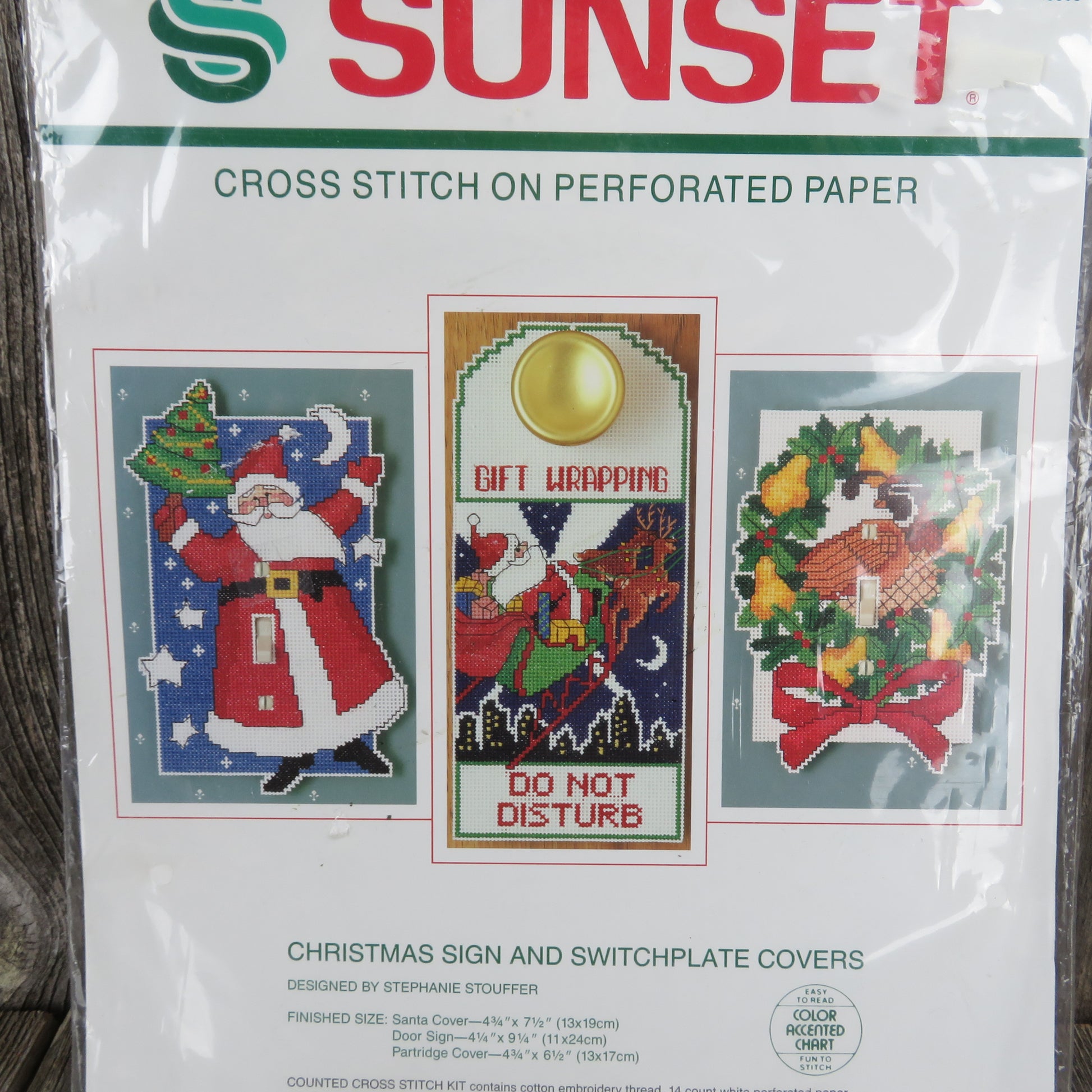 Sunset Christmas Counted Cross Kit Sign Switchplate Cover Perforated Paper Pattern - At Grandma's Table