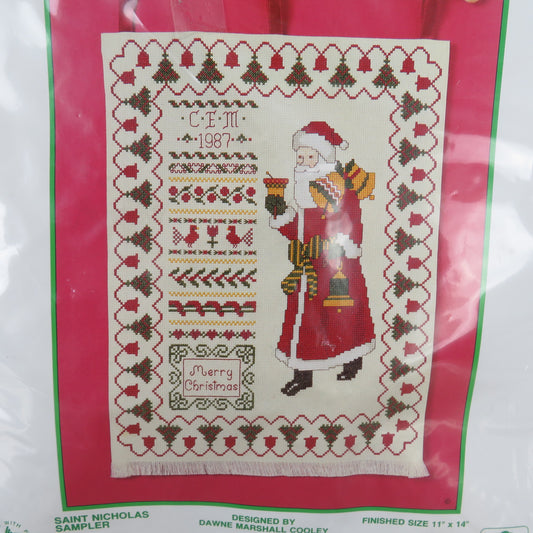 Sunset Christmas Sampler Kit Counted Cross Stitch St Nicholas Santa Claus Pattern - At Grandma's Table