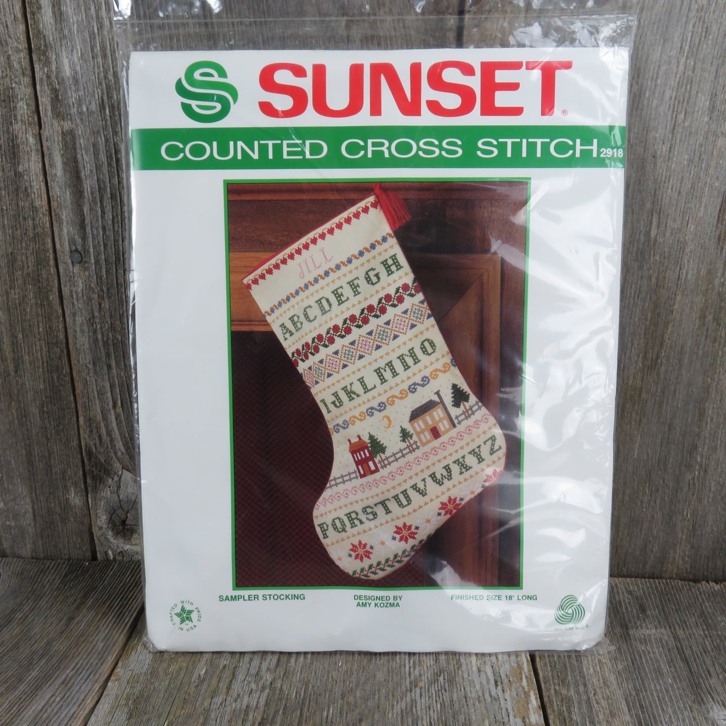 Sunset Christmas Stocking Kit Counted Cross Stitch Sampler Pattern 2918 Wool - At Grandma's Table