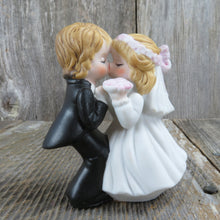 Load image into Gallery viewer, Vintage Kissing Bride Groom Figurine Cake Topper Ceramic Blonde Bisque Bouquet - At Grandma&#39;s Table