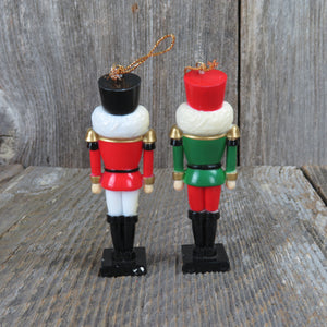 Vintage Toy Soldier Nut Cracker Ornament Set Christmas Plastic Red Green White - At Grandma's Table