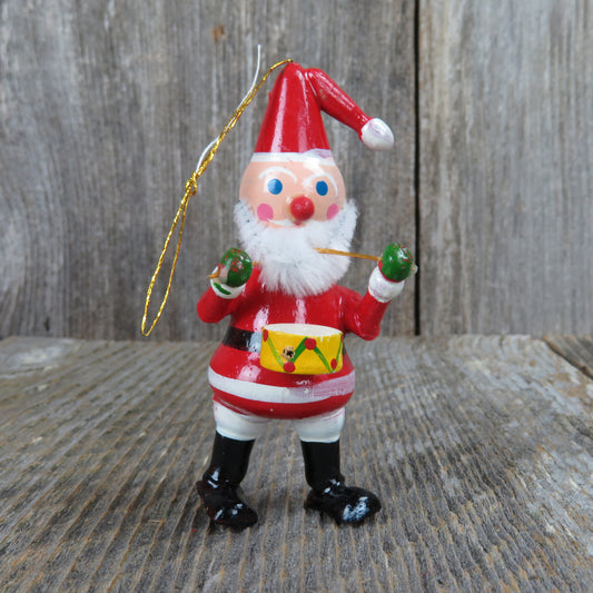 Vintage Santa Claus Drummer Ornament Wooden Christmas Wood Drum Taiwan - At Grandma's Table