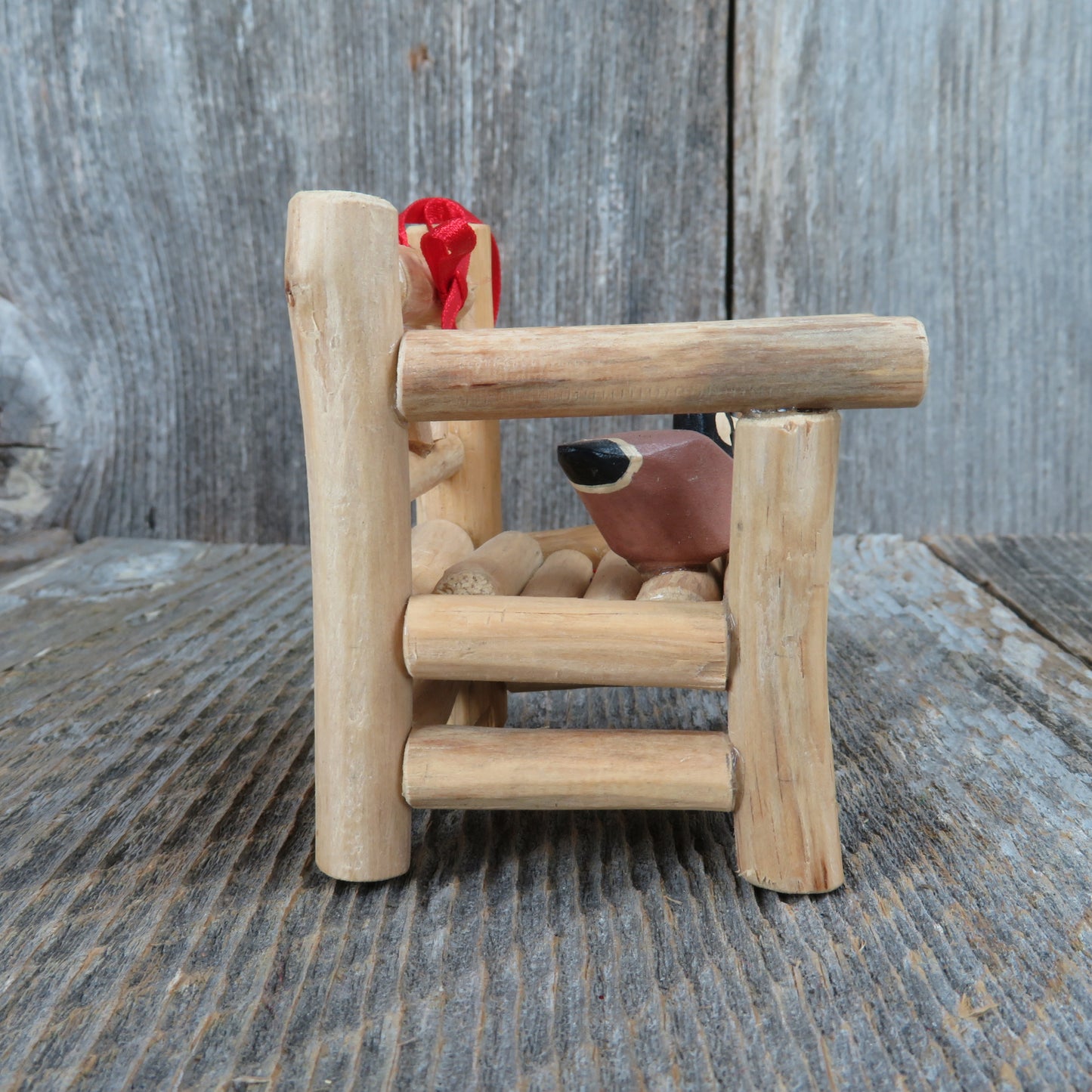 Rough Hewn Log Chair Ornament Wood Duck Wooden Rustic Cabin Christmas Midwest - At Grandma's Table
