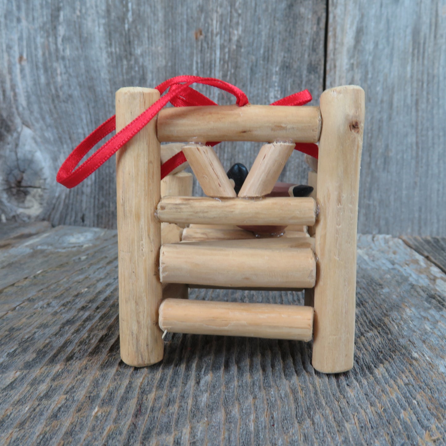 Rough Hewn Log Chair Ornament Wood Duck Wooden Rustic Cabin Christmas Midwest - At Grandma's Table
