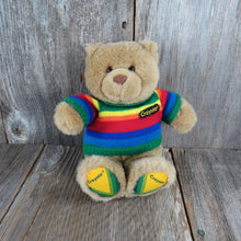 Load image into Gallery viewer, Vintage Crayola Teddy Bear Plush Rainbow Sweater Gund Korea Brown