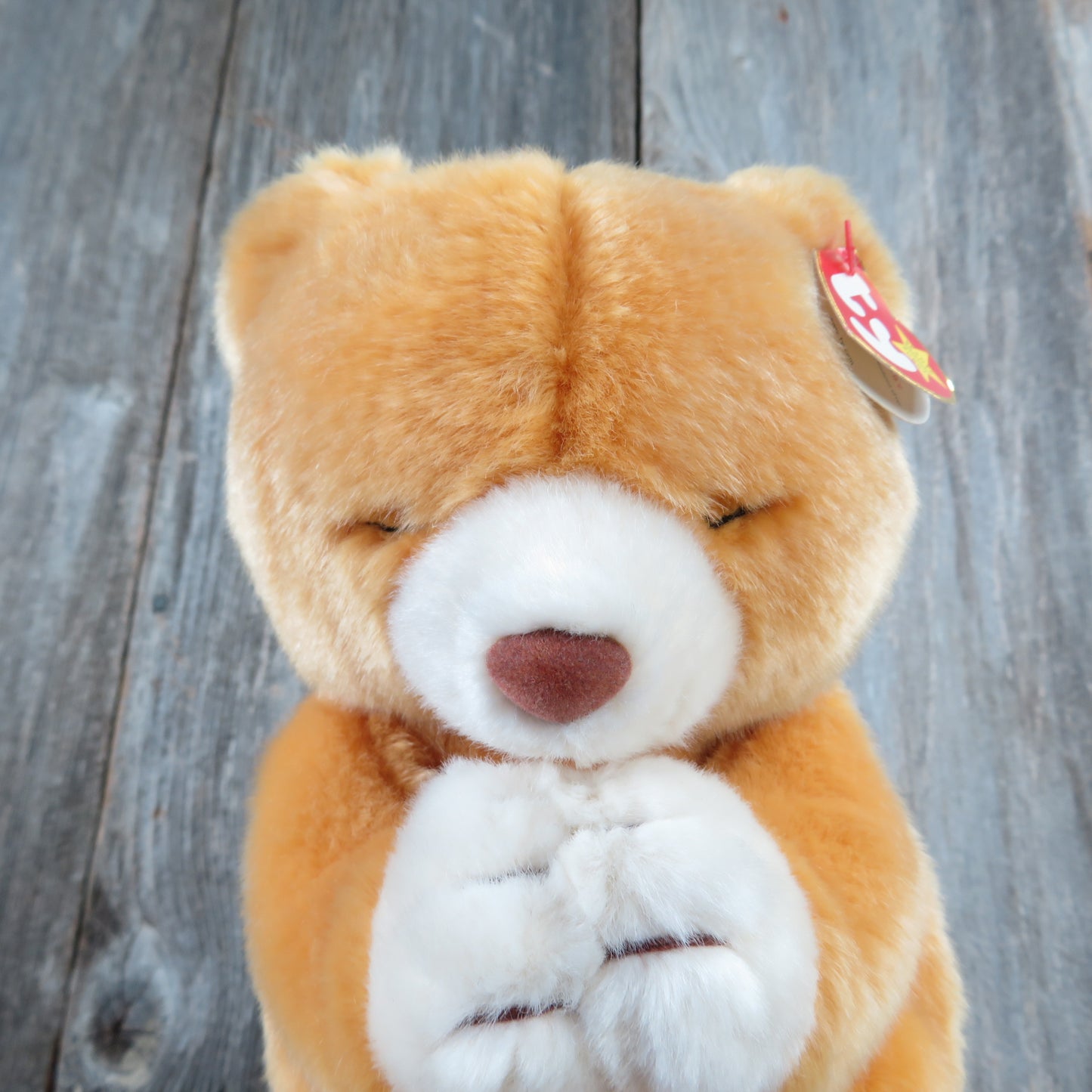 Vintage Praying Teddy Bear Plush Ty Stuffed Animal Knealing Eyes Closed 1999
