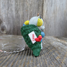 Load image into Gallery viewer, Vintage Bear Mouse Christmas Tree Ornament 1996 Blue Red Bird Earmuffs DCI - At Grandma&#39;s Table