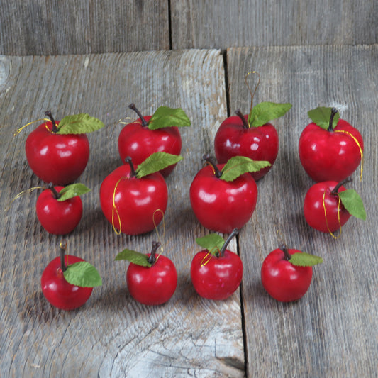 Vintage Apple Ornament Lot Set Christmas Red Taiwan Fruit Teacher School Craft - At Grandma's Table
