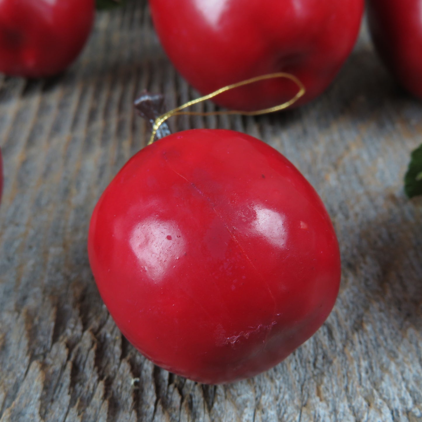 Vintage Apple Ornament Lot Set Christmas Red Taiwan Fruit Teacher School Craft - At Grandma's Table