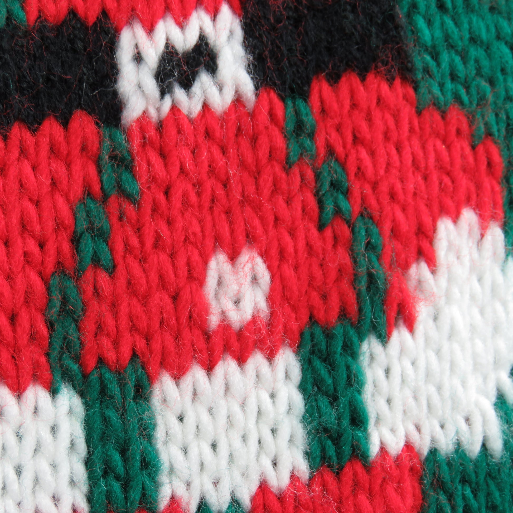 Vintage Santa Claus Stocking Knitted Knit Hearts Green Red White Christmas - At Grandma's Table