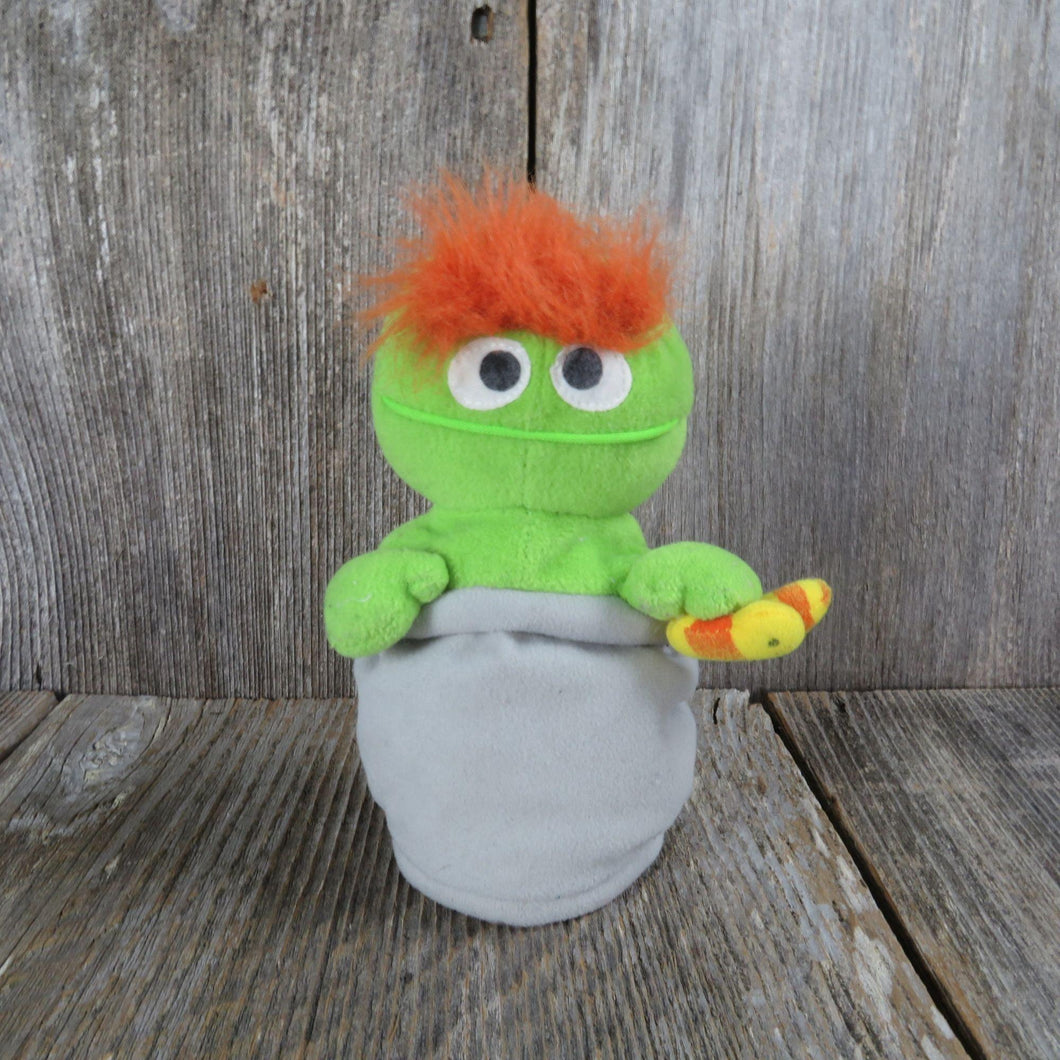 Vintage Oscar The Grouch Sesame Street Bean Bag Trash Can Tyco