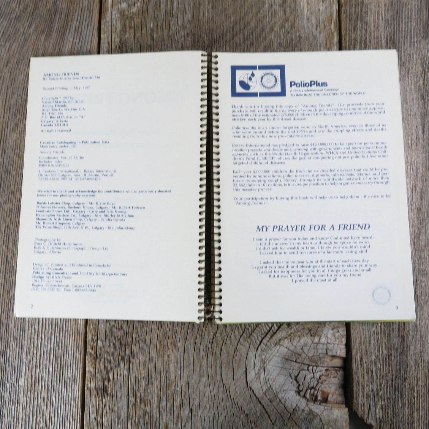 Vintage Rotary International Cookbook Among Friends  Recipes International District 536 Club Group 1987