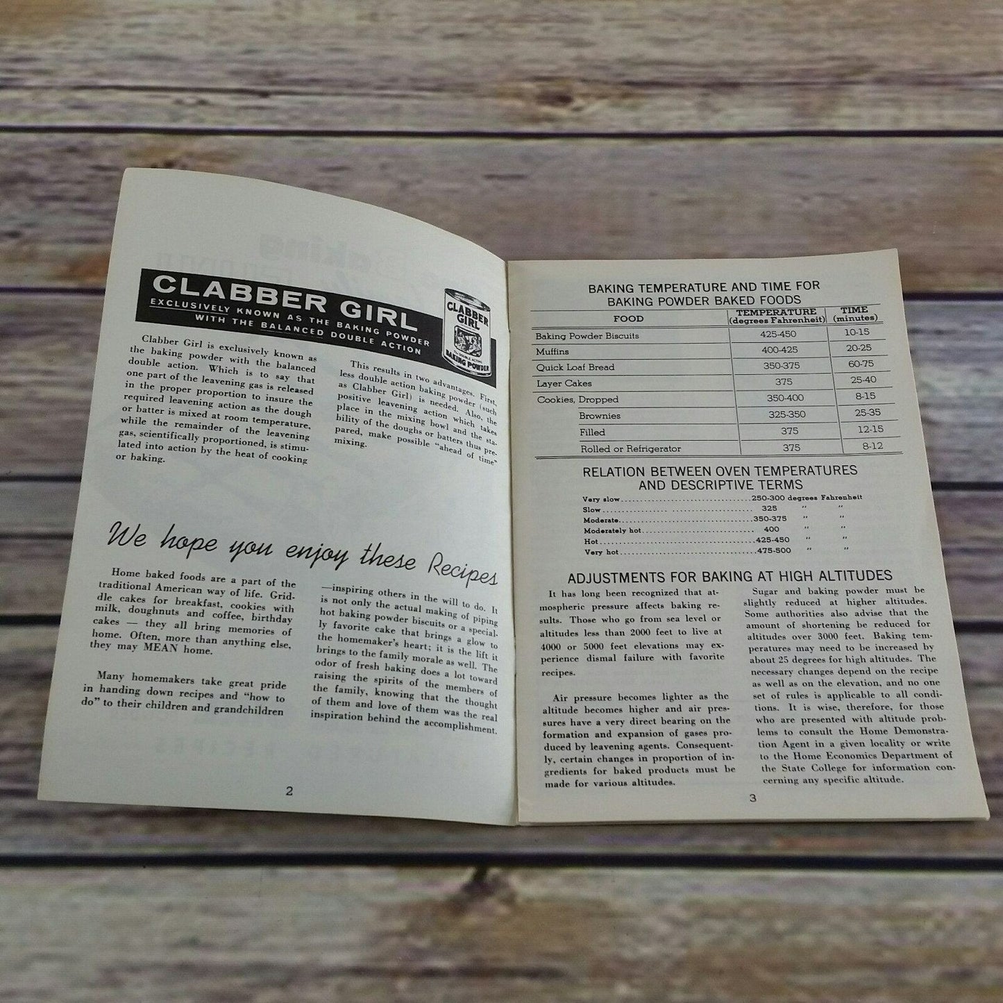 Vintage Cookbook Clabber Girl Baking Powder Co 1960s Paperback Booklet Clabber Girl Cook Book Fine Baking Promo Recipes Pamphlet