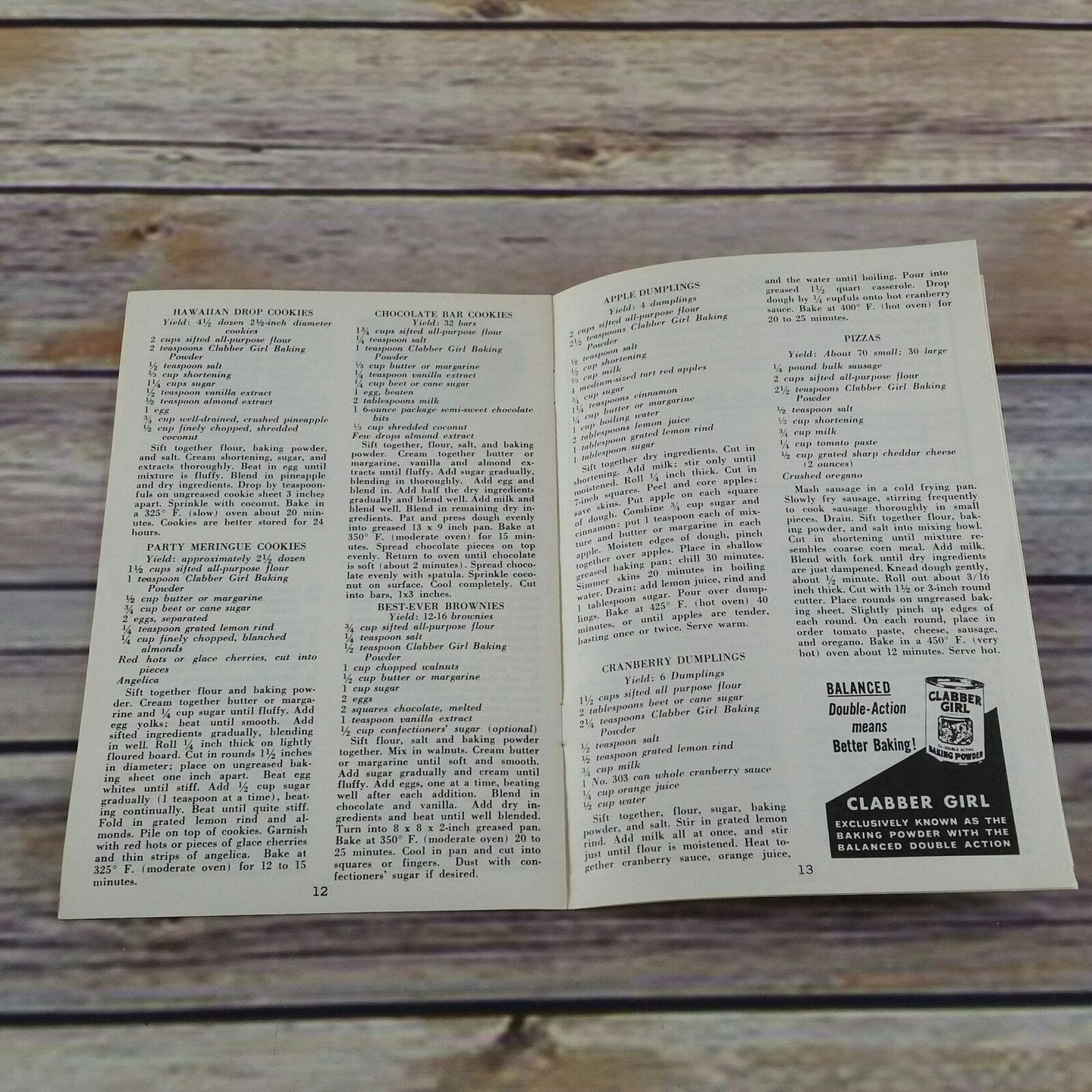 Vintage Cookbook Clabber Girl Baking Powder Co 1960s Paperback Booklet Clabber Girl Cook Book Fine Baking Promo Recipes Pamphlet