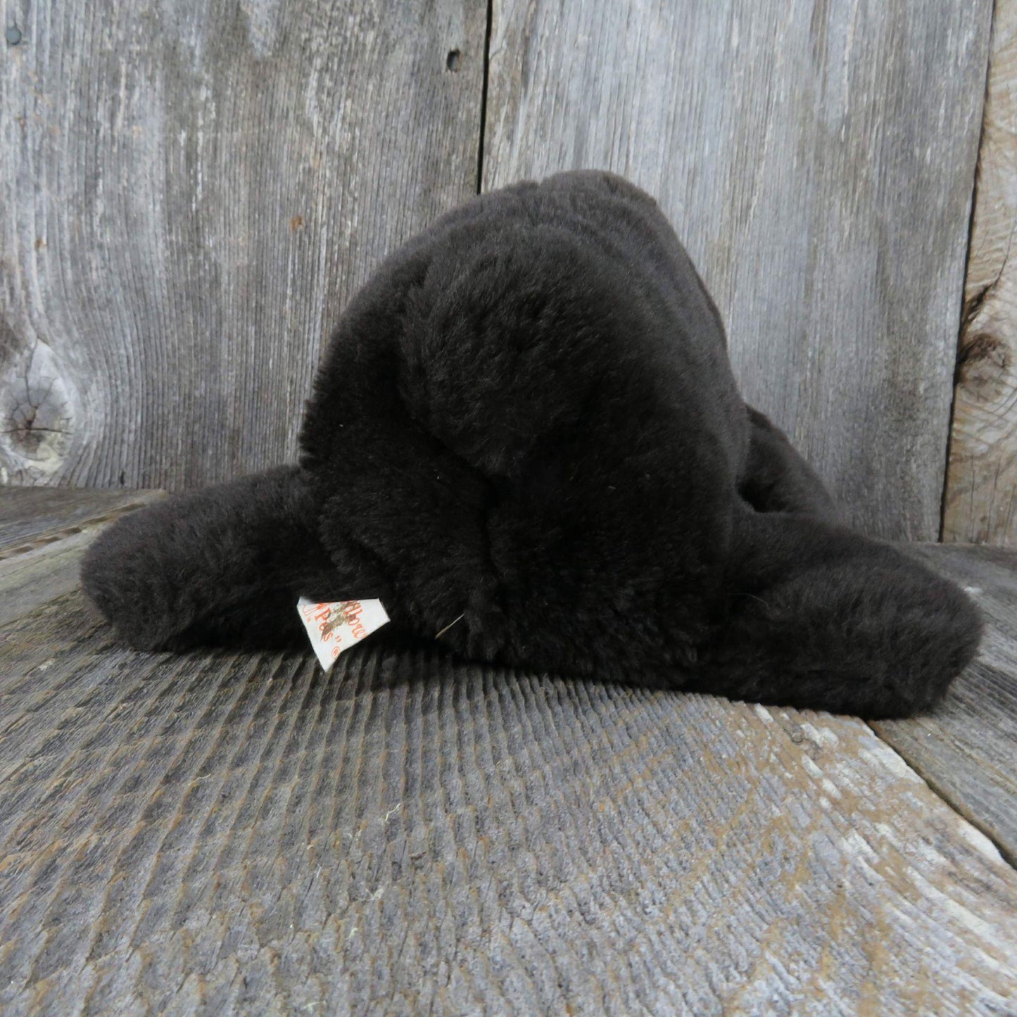 Vintage Black Bear Stuffed Animal Dakin Pillow Pets 1982 8 Inch Plush Clippings Pellet