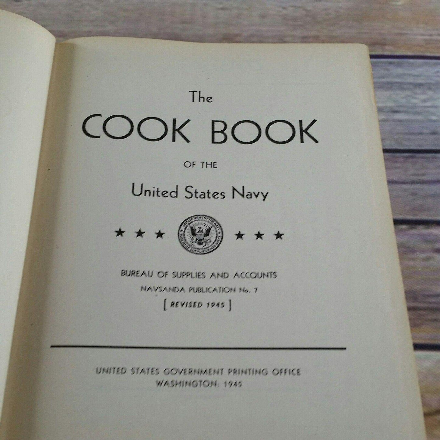 Vintage Navy Cookbook The Cook Book of the United States Navy 1945 Hardcover NO Dust Jacket Navsanda Publication No. 7