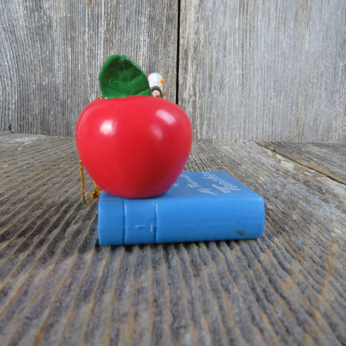 Vintage Boy Apple Book Ornament To My Favorite Teacher Blue Red Rubber