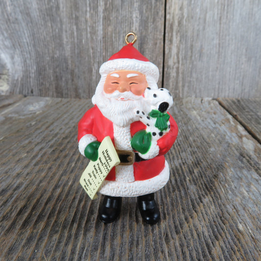 Vintage Santa Claus with Dalmation Puppy Ornament Santa's List Longs Drugs Christmas 1995