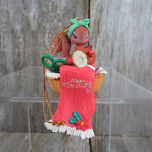 Load image into Gallery viewer, Vintage Squirrel Sewing Basket Ornament Chipmunk Knitting Christmas Blanket Scarf Matrix Industries 1990s