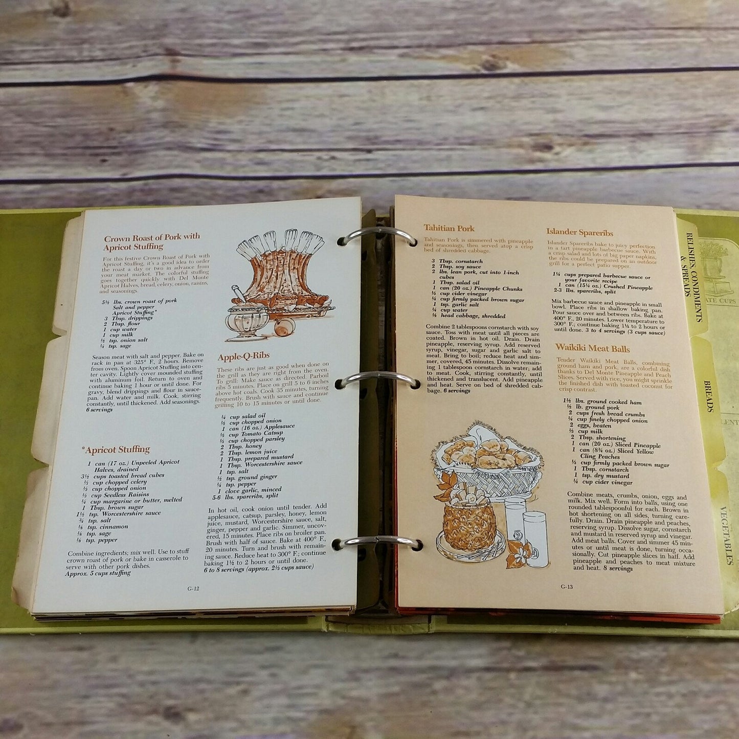 Vintage Cookbook Del Monte Kitchens Recipes 3 Ring Binder 1972 Hardcover 1st Printing 1970s Del Monte Corporation San Francisco CA