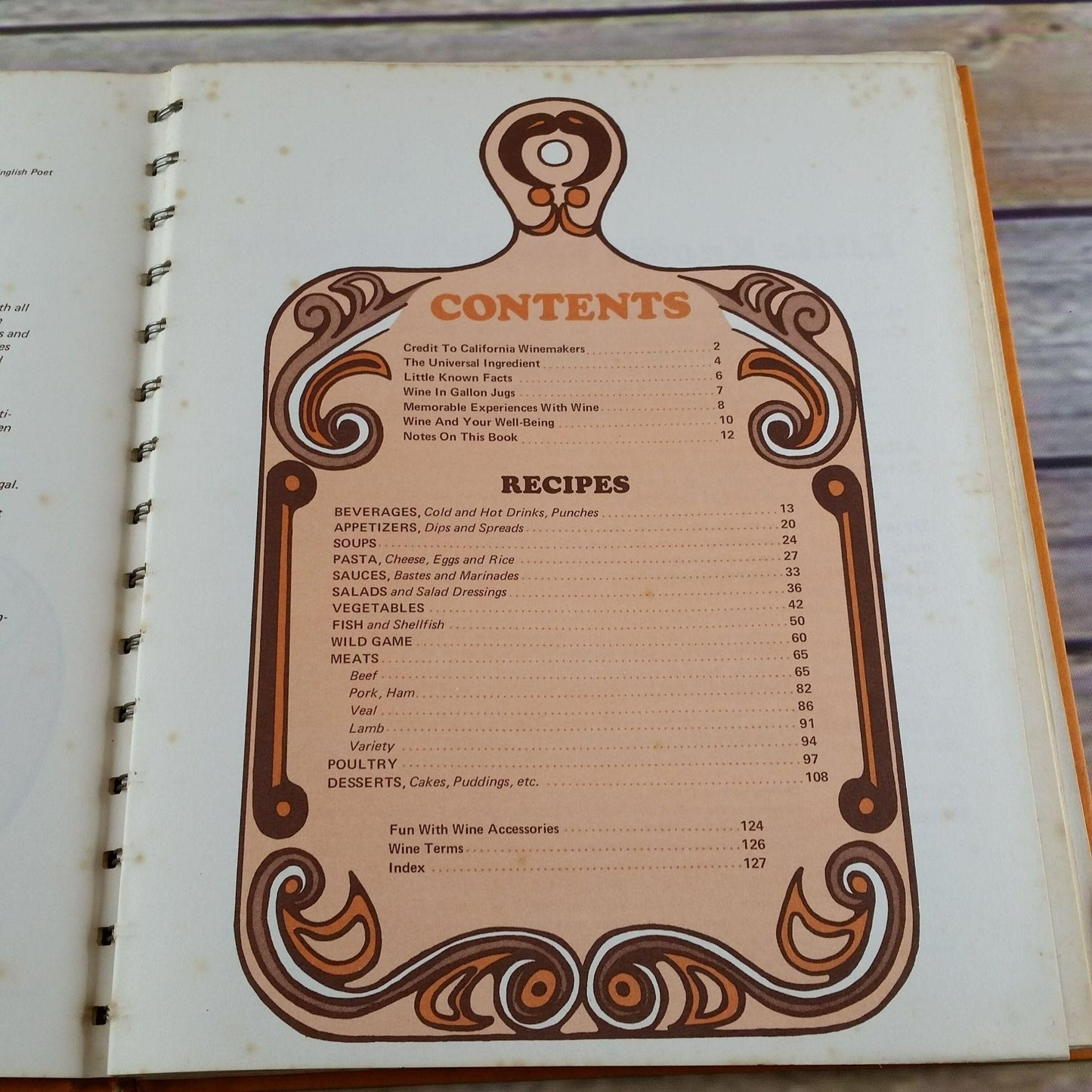 Vintage California Cookbook Easy Recipes California Winemakers 1970 Spiral Bound Hardcover Cooking with Wine Recipes