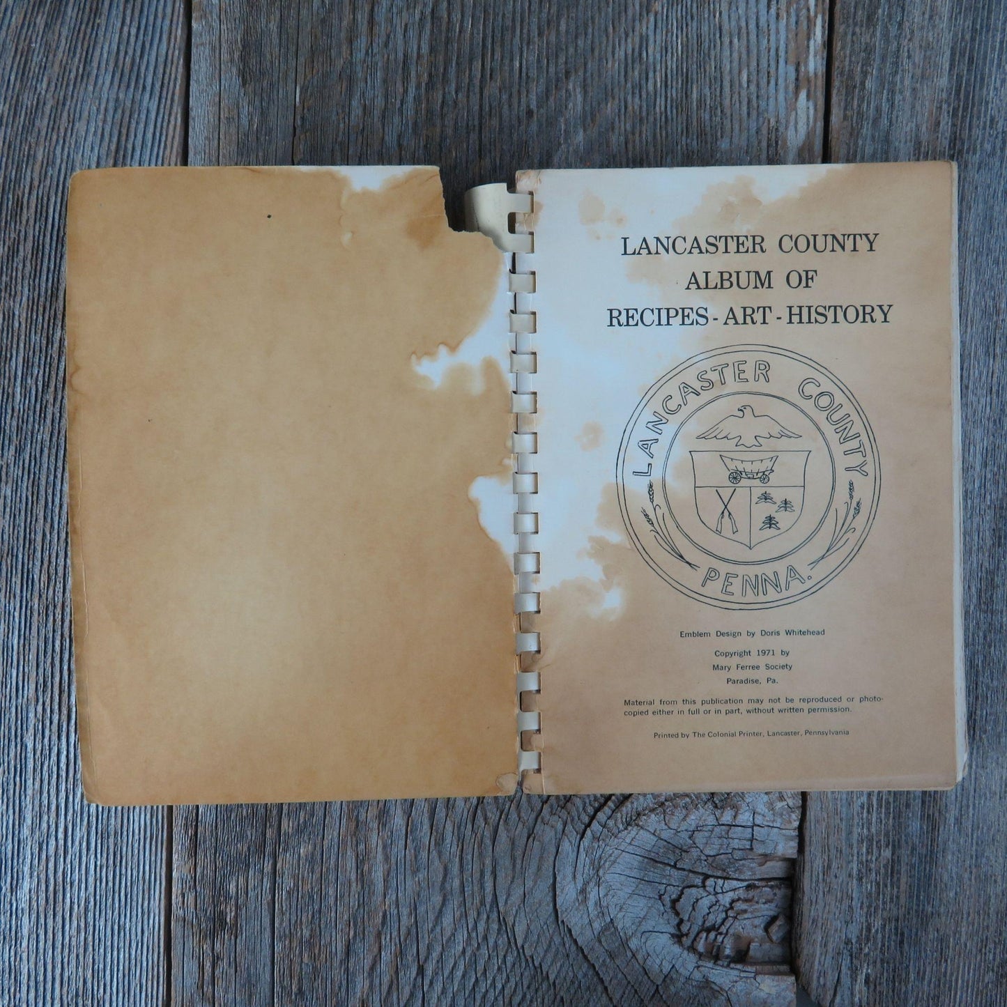 Album of Lancaster County Pennsylvania Cookbook Vintage Dutch Amish Mary Ferree Society 1971
