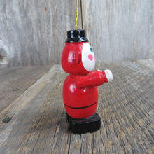 Load image into Gallery viewer, Vintage Wood Monkey Clown Ornament Mouse Wooden Christmas Hat Big Ears Tree Red