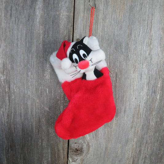 Vintage Sylvester Cat Christmas Stocking MINI Plush Ornament 1990 Looney Tunes Warner Brothers