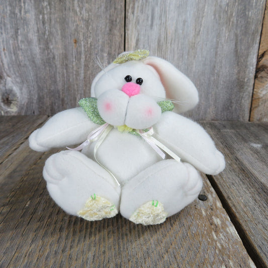 Bunny Plush Easter Decoration Rabbit Prime Line Inc White Green Weighted