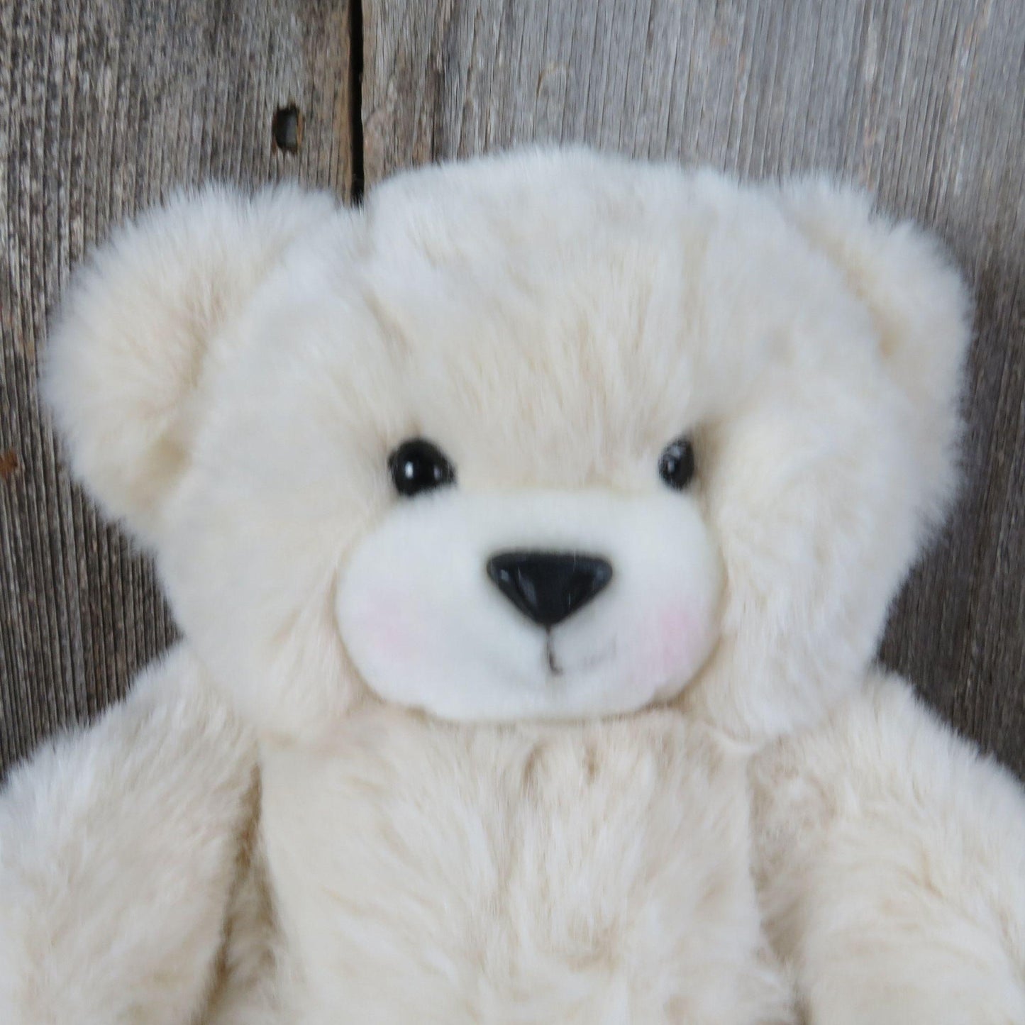 Vintage White Teddy Bear Plush Brad Bear Stuffed Animal 24k Polar Puff DCN Mighty Stars 1991