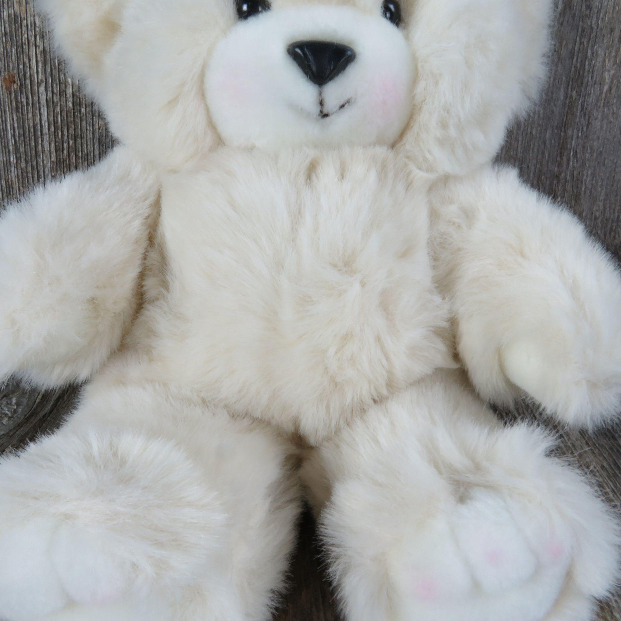 Vintage White Teddy Bear Plush Brad Bear Stuffed Animal 24k Polar