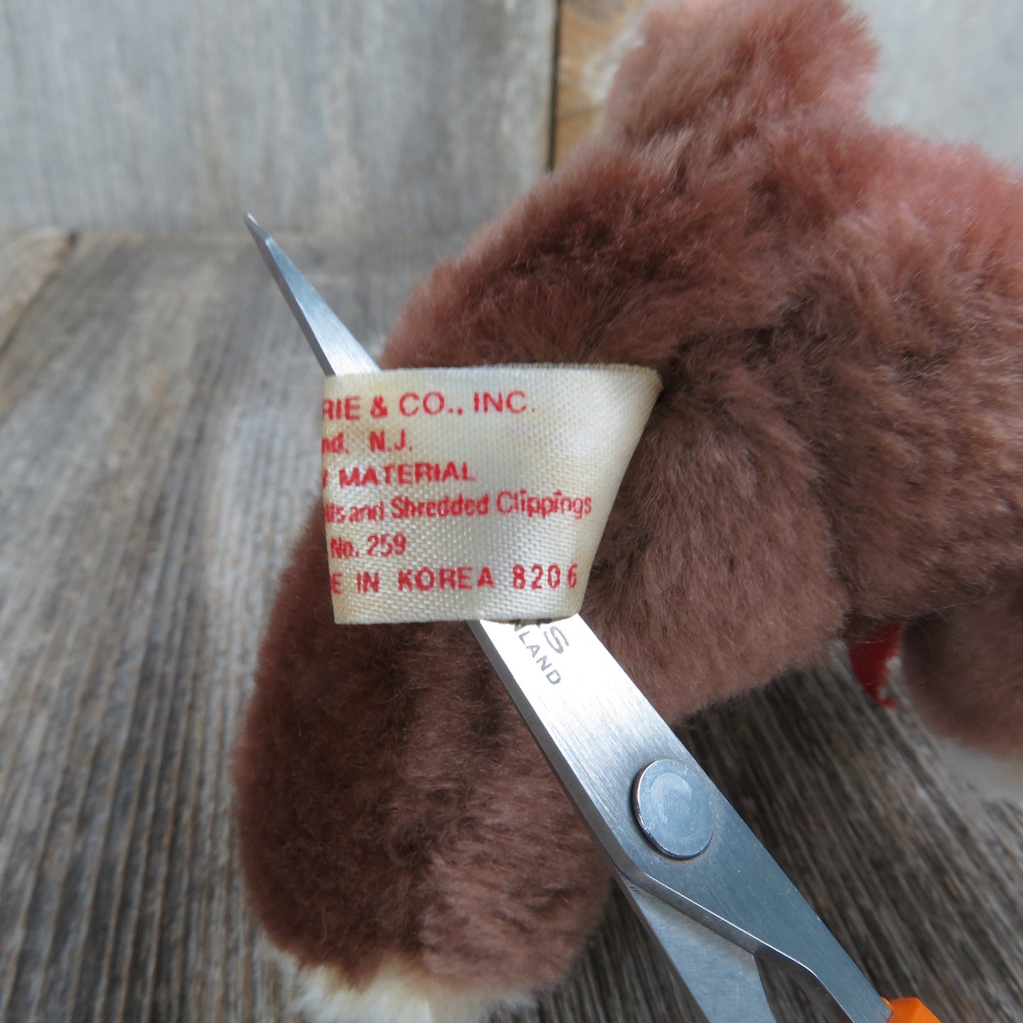 Vintage Teddy Bear Plush Red Santa Hat Christmas Mini Russ Brown Tan Stuffed Animal Made in Korea Item 243