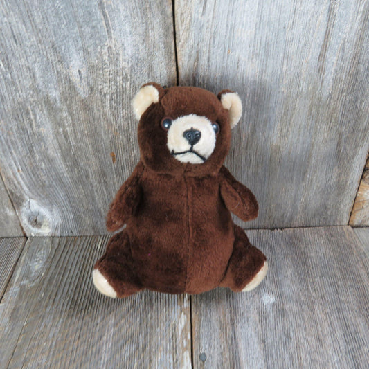 Vintage Teddy Bear Plush Dark Brown Colored Stuffed Animal Korea Firm Stuffed AJean Toy Manufacturing