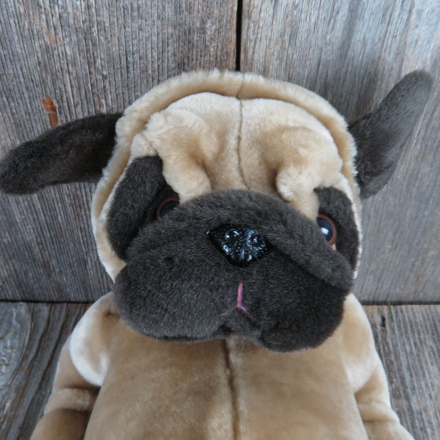 Vintage Pug Dog Plush Lounging  Bulldog  Puppy Laying Stuffed Animal Bestever Toys R Us Toy