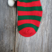 Load image into Gallery viewer, Vintage Striped Knit Stocking Kurt Adler Red Green Knitted Christmas Sock White Pom Pom 1983 st374