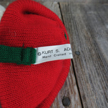 Load image into Gallery viewer, Vintage Striped Knit Stocking Kurt Adler Red Green Knitted Christmas Sock White Pom Pom 1983 st374