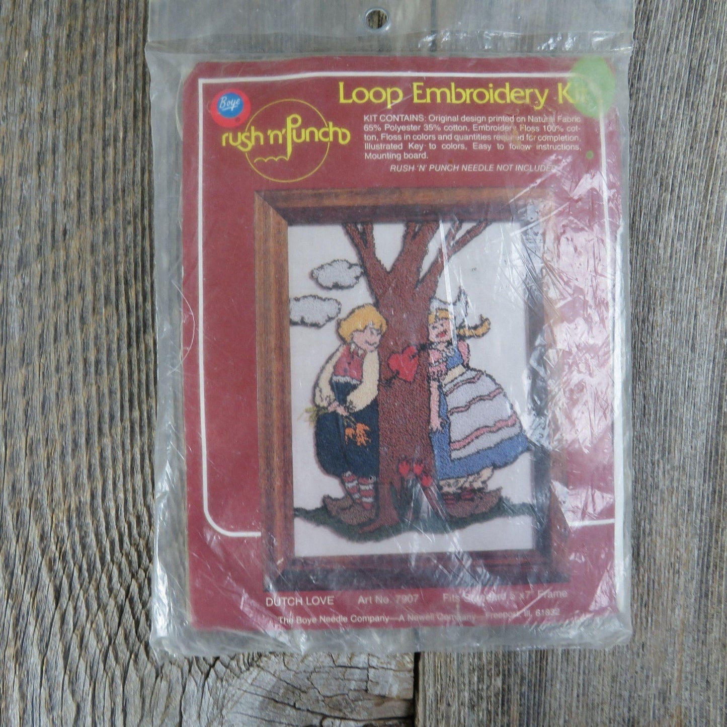 Vintage Loop Embroidery Dutch Love Kit Boye Rush n Punch Boy and Girl 1979 Heart on a Tree Valentines