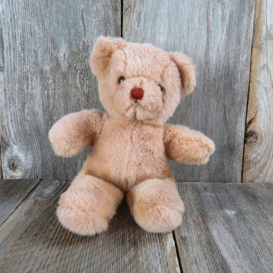 Vintage Teddy Bear Plush Fur Ever Friends Yarn Sad Face Frown Stitched Nose Brown Korea