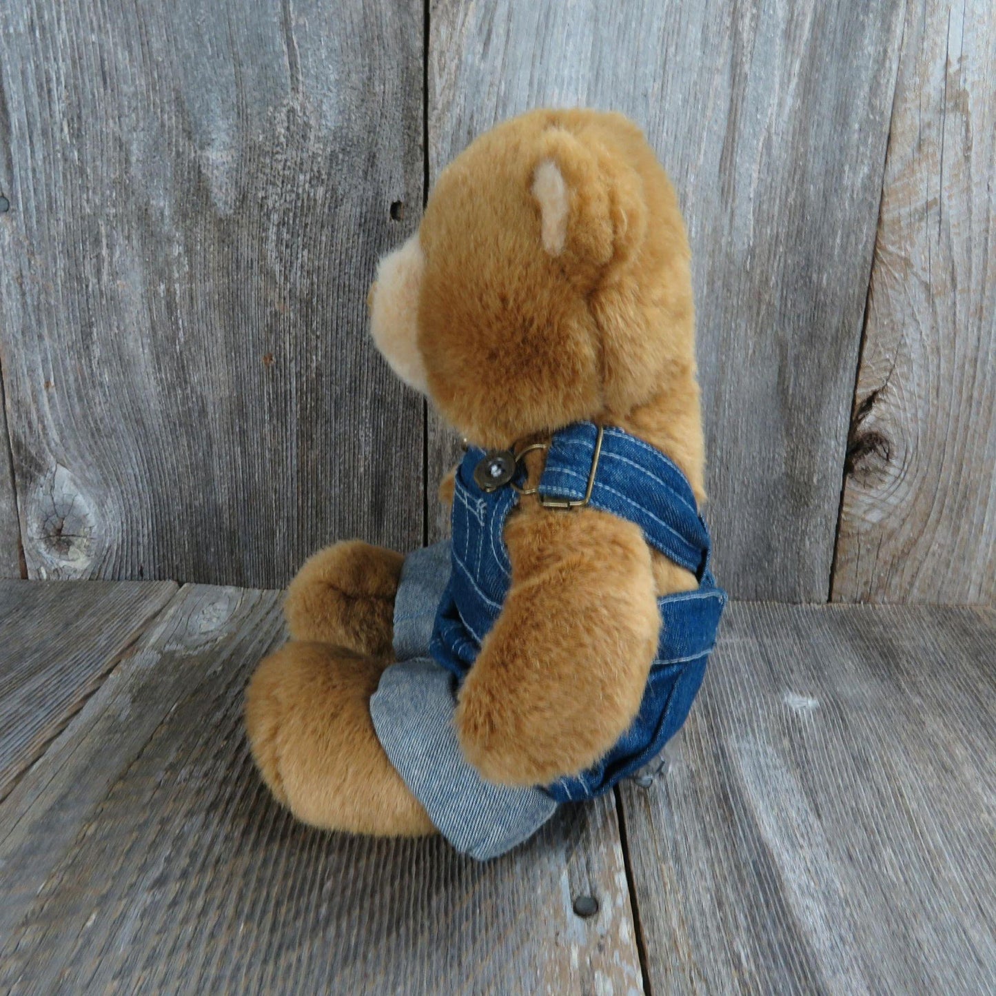 Vintage Build A Bear Light Brown Teddy Plush Overalls Stuffed Animal 11 Inch 1997 90s BABW