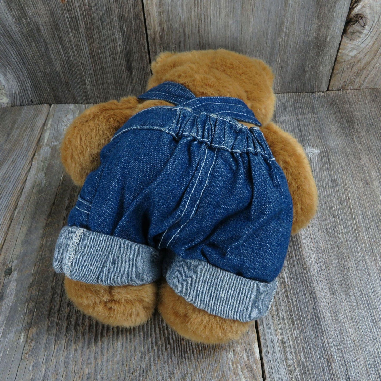Vintage Build A Bear Light Brown Teddy Plush Overalls Stuffed Animal 11 Inch 1997 90s BABW