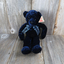 Load image into Gallery viewer, Vintage Embossed Velvet Blue Bear Plush Ribbon Long Legs Dakin Applause Stuffed Animal