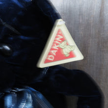 Load image into Gallery viewer, Vintage Embossed Velvet Blue Bear Plush Ribbon Long Legs Dakin Applause Stuffed Animal