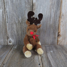 Load image into Gallery viewer, Vintage Reindeer Plush Deer Red Nose Bean Bag Stuffed Animal Weighted Long Legs CMC Inc 1989