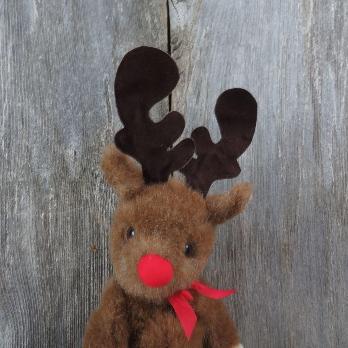 Vintage Reindeer Plush Deer Red Nose Bean Bag Stuffed Animal Weighted Long Legs CMC Inc 1989