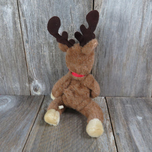 Vintage Reindeer Plush Deer Red Nose Bean Bag Stuffed Animal Weighted Long Legs CMC Inc 1989