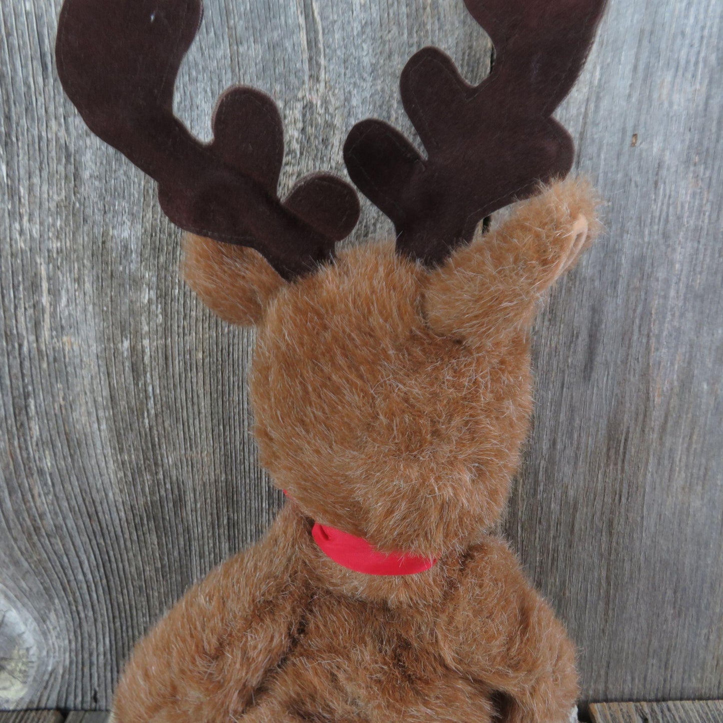 Vintage Reindeer Plush Deer Red Nose Bean Bag Stuffed Animal Weighted Long Legs CMC Inc 1989