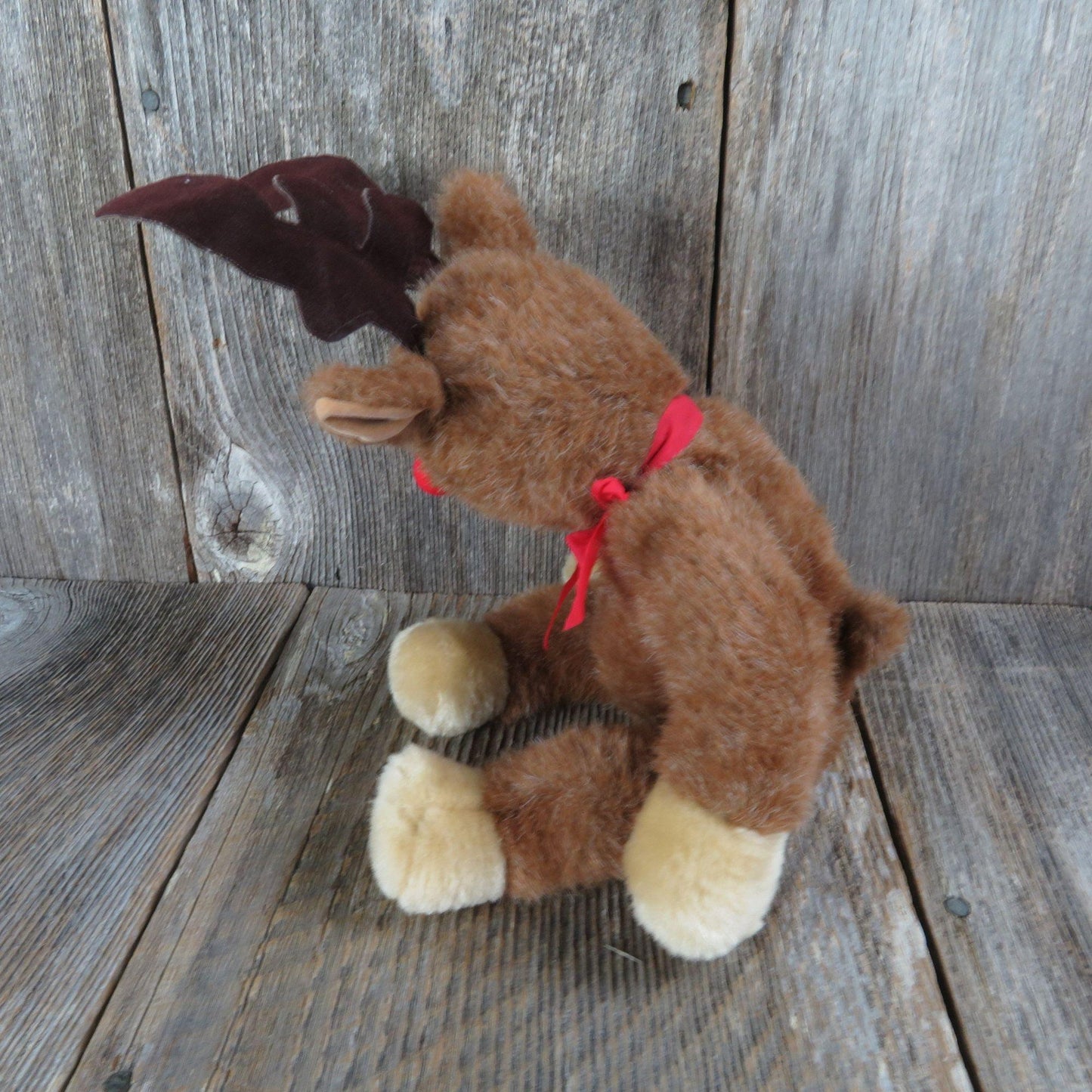 Vintage Reindeer Plush Deer Red Nose Bean Bag Stuffed Animal Weighted Long Legs CMC Inc 1989