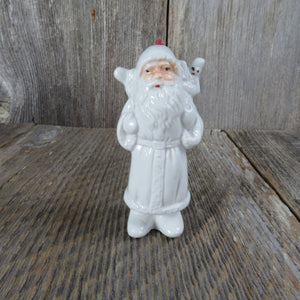 Vintage White Santa Ornament Father Christmas St. Nick Porcelain Ceramic Midwest Cannon Falls Taiwan