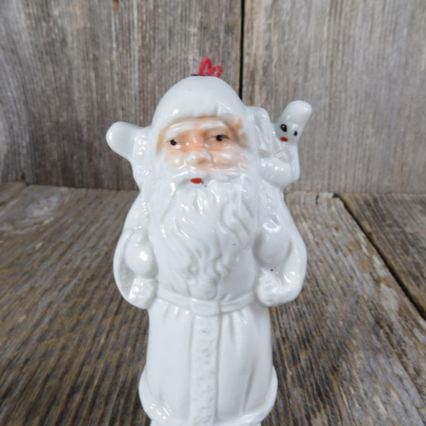 Vintage White Santa Ornament Father Christmas St. Nick Porcelain Ceramic Midwest Cannon Falls Taiwan